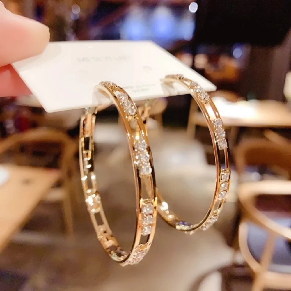 🌟 Gold Plated Diamond Hoop Earrings